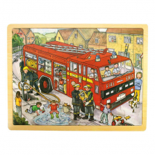 Bigjigs Toys Wooden Fire Engine Tray Puzzle 24 Piece Set