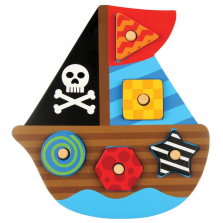 Stephen Joseph Shaped Wooden Peg Puzzle - Pirate Ship