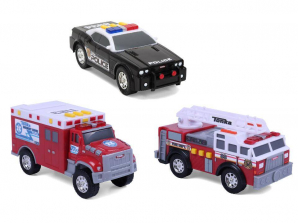 Tonka Mini Light and Sound 1:55 Scale Vehicle - Fire Ladder Truck, Police Cruiser and Ambulance