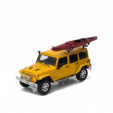 GreenLight Collectibles 1:43 2016 Jeep Wrangler Unlimited - Metallic Yellow with Winch, Snorkel and Kayak