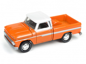 Johnny Lightning Classic Gold Vehicle - 1965 Chevy Pickup Truck Orange and White Roof