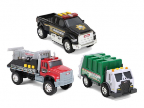 Tonka 3 Pack Light and Sound Vehicle - Garbage Truck, Tow Truck and Patrol Pickup Truck