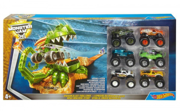 Hot Wheels Monster Jam Dragon Blast Challenge and 6 Trucks Play Set