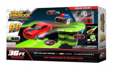 Max Traxxx Tracer Racers Remote Control Police Chase - Ford Mustang vs.Chevrolet Camaro