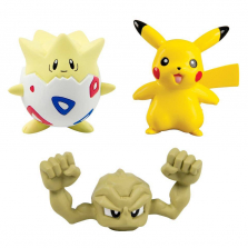 Pokemon 2 inch Action Figure Set - Pikachu, Geodude and Togepi