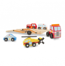 Melissa & Doug Wooden Emergency Vehicle Carrier Playset
