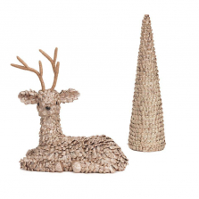 Metallic Deer and Tree Christmas Decoration