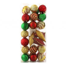 Red, Green Gold Christmas Ornament Set