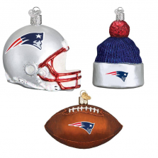 New England Patriots Football Christmas Ornament Set
