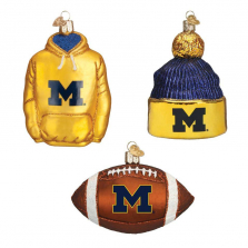 Michigan Wolverine Football Christmas Ornament Set