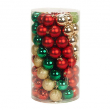 Traditional Holly Christmas Ornament Set - 96 Balls