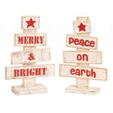 Red and White Small Wood Christmas Trees