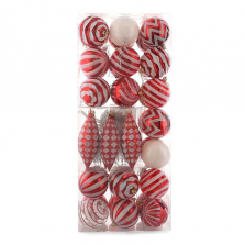 Red and White Christmas Ball Ornament Set