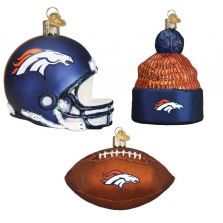 Denver Bronco Football Christmas Ornament Set