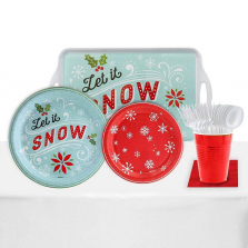 Let It Snow! Melamine Tray and Party Pack for 24 Guest