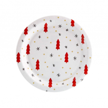 Joy to the World Tree Dot and Star Toss Dessert Party Plate for 24 Guest