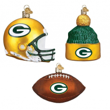 Green Bay Packers Football Christmas Ornament Set