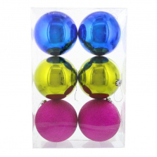Fashion Bright Christmas Ornament Set - 6 Balls