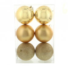 Gold Christmas Ornament Set - 6 Balls