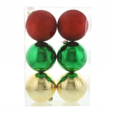 Traditional Holly Christmas Ornament Set - 6 Balls