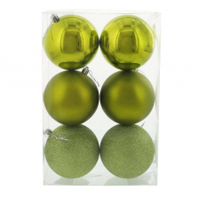 Bright Green Christmas Ball Ornament Set