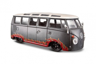 Maisto All Stars Collection 1:24 Scale Diecast Vehicle - Metal Grey Volkswagen Van "Samba"