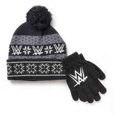 WWE Cold Weather Beanie and Glove Set - Black