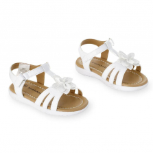 Koala Kids Solid Color Patent Leather Hard Sole Sandals with Flower Detail