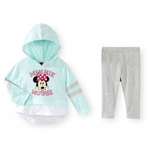 Disney Baby 2 Piece Minnie Mouse Hooded Faux Layered Shirt and Pant Set - Toddler