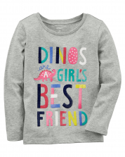 Carter's Grey "Dino's are Girls Best Friend" Printed Top - Toddler