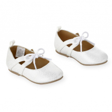 Koala Kids White Hard Sole Dress Shoe with Lace Up Strap