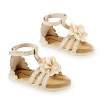 Koala Baby Bronze Strappy Soft Sole Sandals with Flower Detail