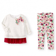Koala Kids 2 Piece Print Ruffle Top and Pant Set - Toddler