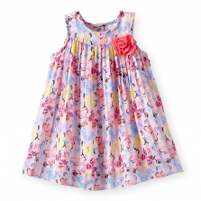 Koala Kids Butterfly Print Dress with Flower Detail - Toddler