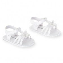 Koala Baby White Patent Leather Soft Sole Sandals with Flower Detail