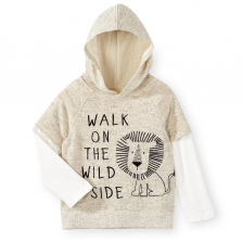 Koala Kids "Walk on the Wild Side" Faux Layered Hooded Sweatshirt - Toddler
