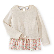 Koala Kids Gray Top with Floral Print Ruffle - Toddler