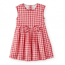 Koala Kids Red/White Checkered Print Sundress with Bow Detail - Toddler