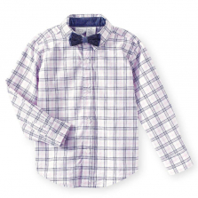Koala Kids Plaid Button Down Shirt with Bowtie Detail