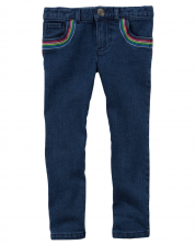 Carter's Navy Denim Rainbow Embroidered Jeans - Toddler