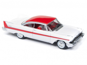 Auto World 1:64 Scale Diecast Car - Gloss White with Red Top and Trim 1958 Plymouth Belvedere