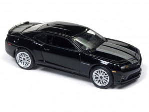 Auto World 1:64 Scale Diecast Car - Gloss Black and Silver Stripe 2011 Chevrolet Camaro (50th Anniversary)
