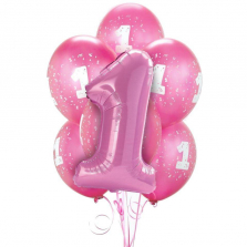 Pink 1st Birthday Party Balloon Bouquet