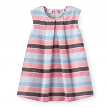 Koala Kids Colorful Stripe Print Dress with Pleats - Toddler