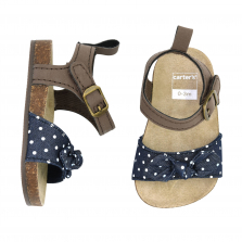 Carter's Navy Polka Dot Printed Sandal with Bow Detail