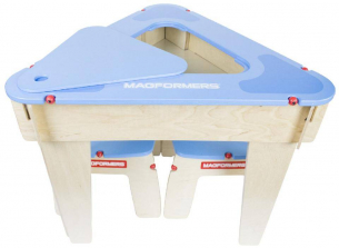 Magformers Triangle Wood Construction Play Table Set - Blue