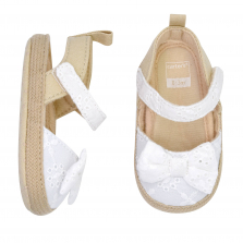Carter's White Eyelet Espadrille Shoe with Bow Detail