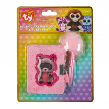 Ty Beanie Boo's Plush Diary with Lock and Fuzzy Pen - Rocco Racoon