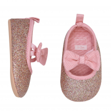 Carter's Pink Mary Jane Glitter Shoes with Bow Detail