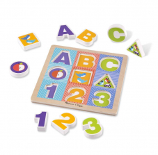 Melissa & Doug First Play Wooden ABC and 123 Chunky Wooden Puzzle - 9-piece